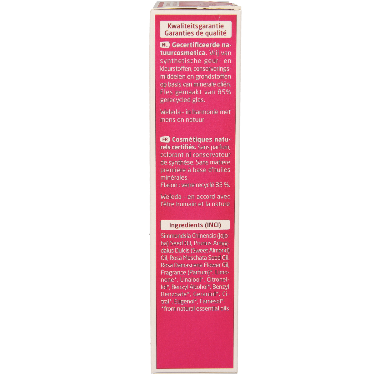 Weleda Wilde Rozen harmoniserende bodyolie in 100ml bottle, natural body care with floral rose scent.
