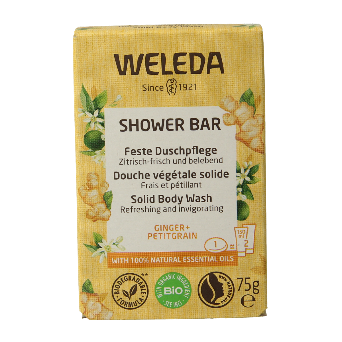 Weleda Shower bar ginger + petitgrain 75.00 Gram