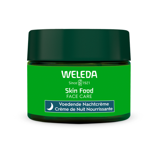 Weleda Skin Food nourishing night cream in 40ml jar, facial skincare product with natural ingredients for deep hydration