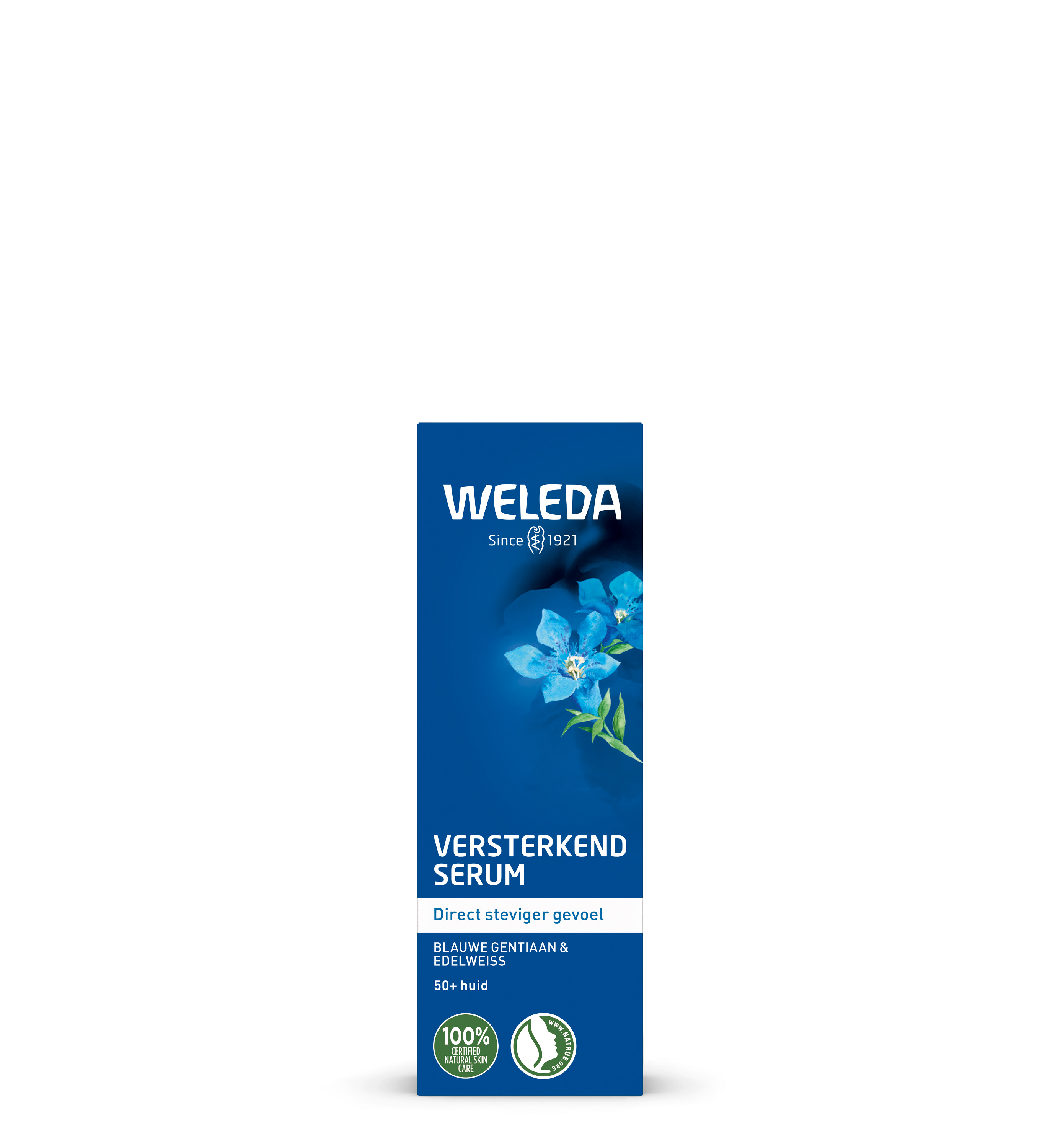 Weleda Blauwe Gentiaan en Edelweiss versterkend gezichtsverzorgingsserum, 30ml, in een glazen fles met doseerdop