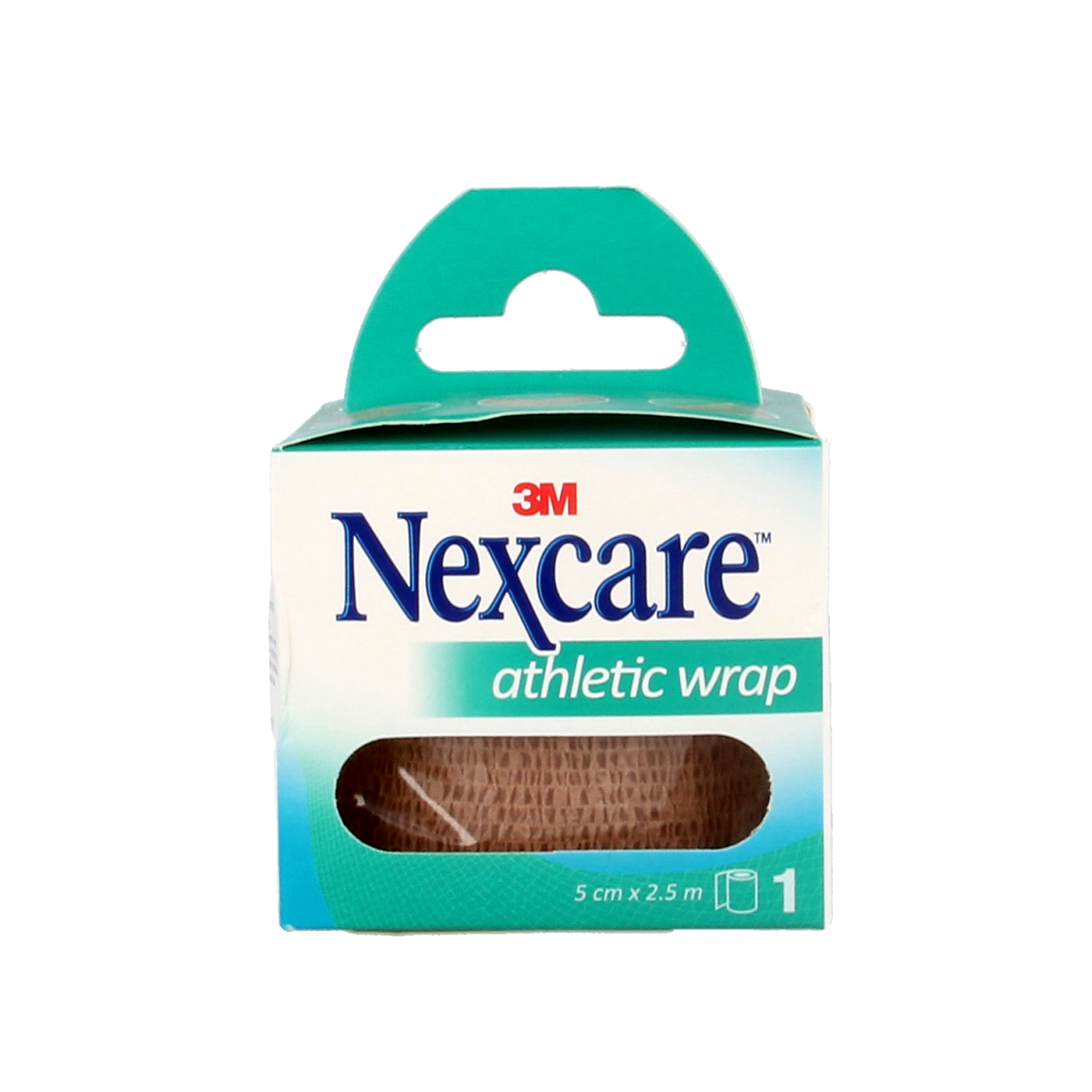 Nexcare Zwachtel huid 5cm x 2.5m, sterile elastic bandage for wound support, shown rolled out on a white background.