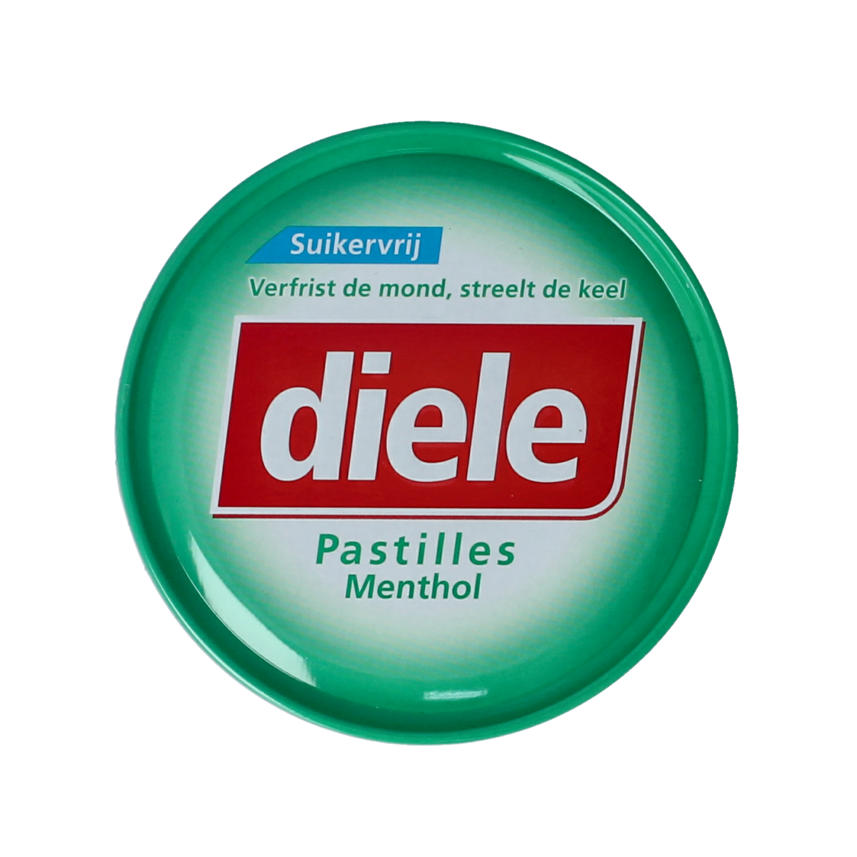 Diele Menthol sugar-free candy in 50g package, showing green mint-flavored sweets in clear packaging.