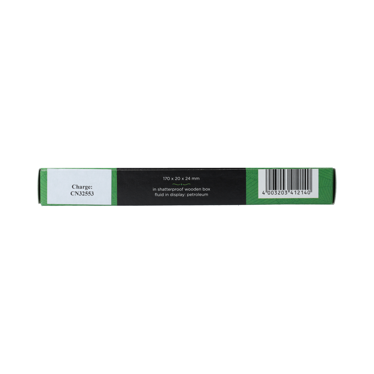 Agatha's Bester tea water thermometer in wooden box for cooking and dining, showing a digital display and stainless steel probe.