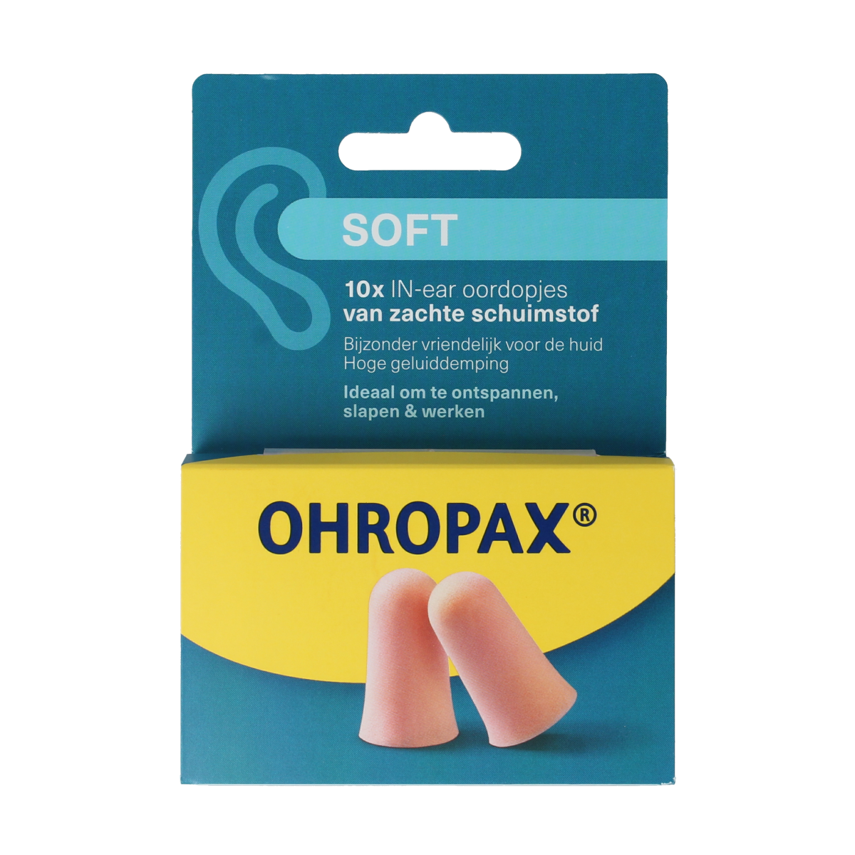 Ohropax soft earplugs for hearing protection, 10-pack, comfortable foam ear protection for noise reduction.