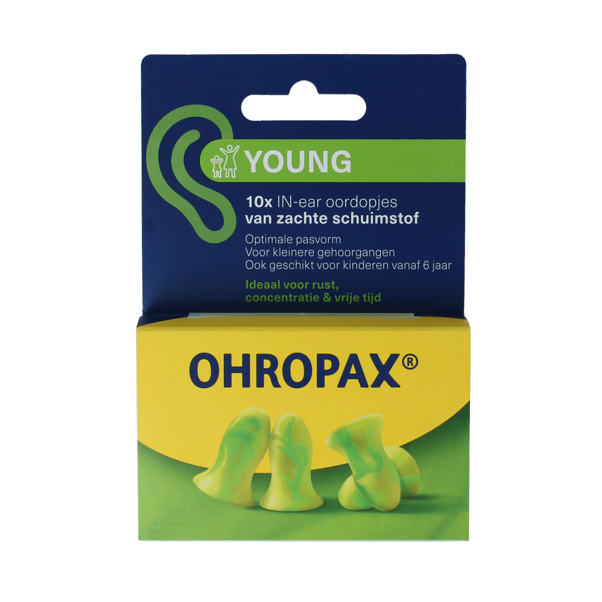 Ohropax Young earplugs for hearing protection, 10-pack, soft foam ear protection for noise reduction.