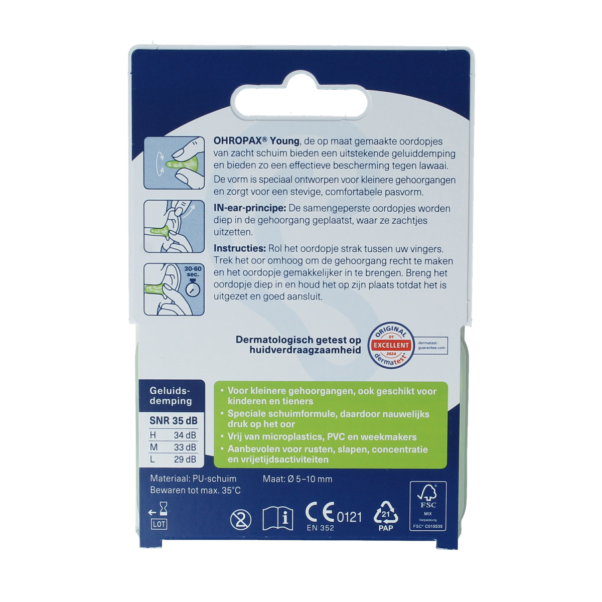 Ohropax Young earplugs for hearing protection, pack of 10, soft foam ear protection from Ohropax, shown in the image.