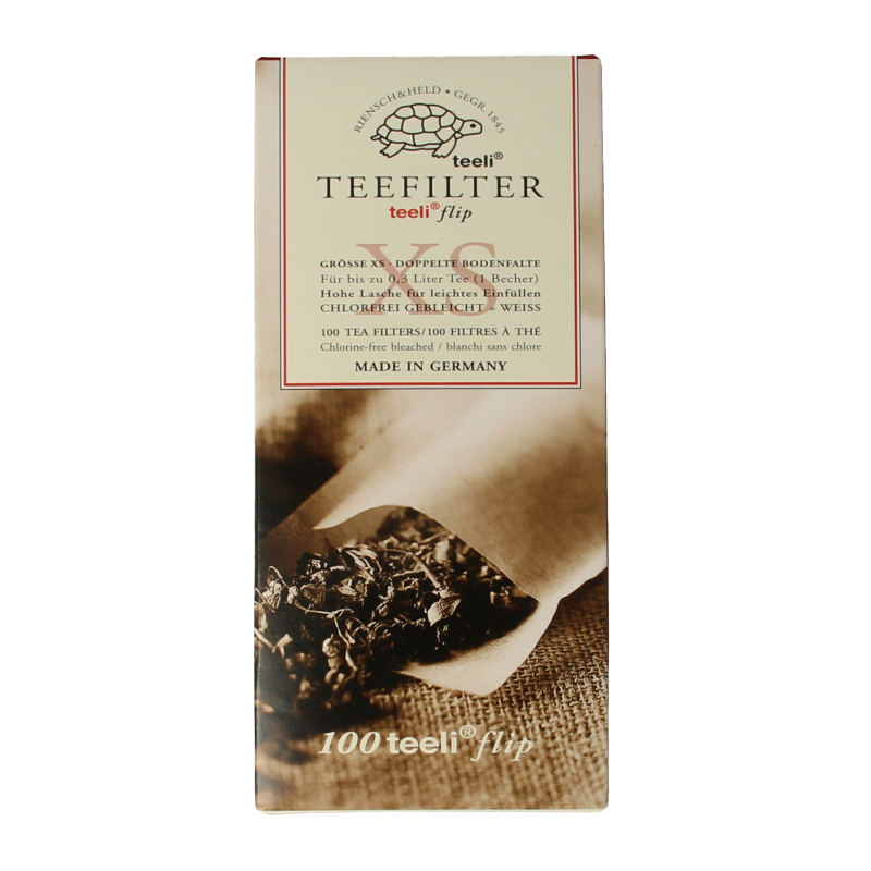 Teeli Theefilters XS, set of 100, for cooking and dining, small tea filters in a natural, transparent view.