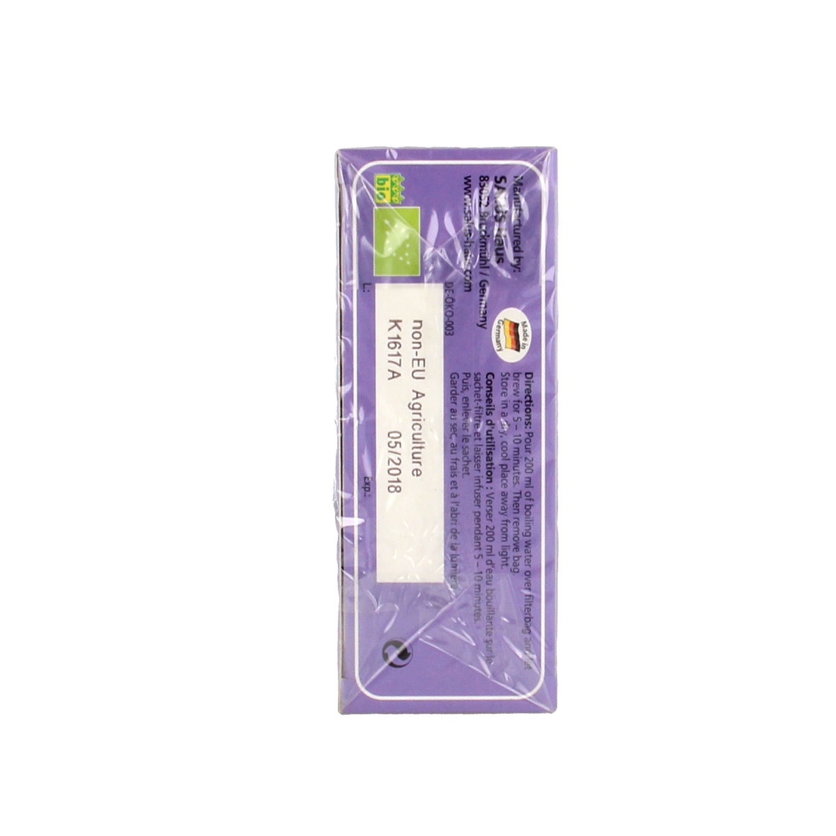 Organic Salus Salie tea in a box with 15 tea bags, showcasing the herbal tea packaging and branding.