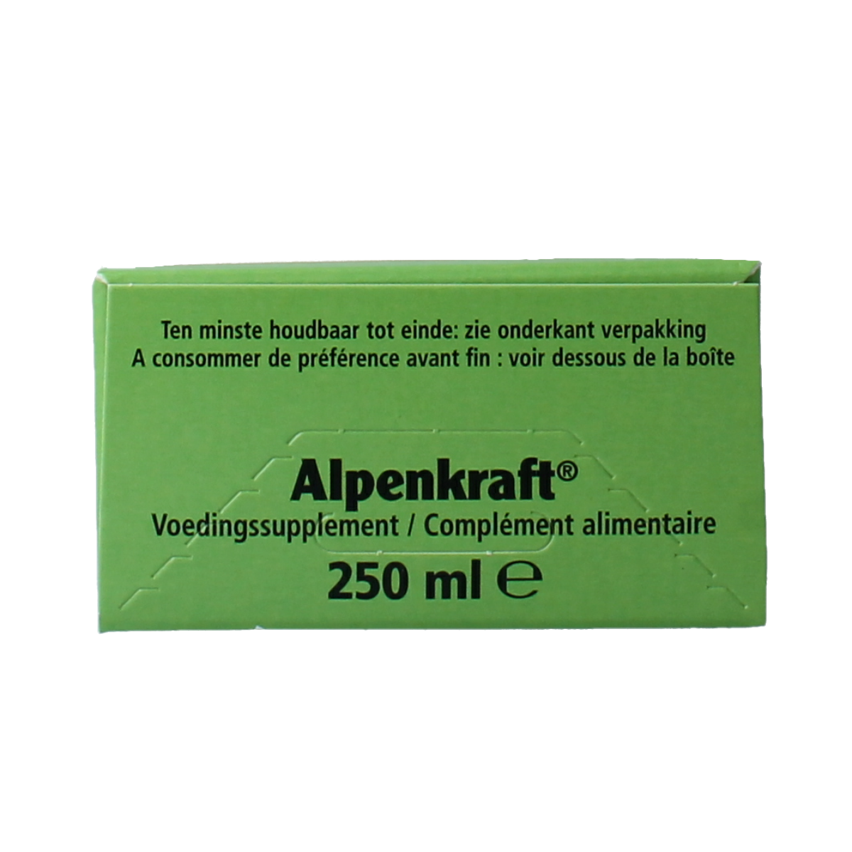 Salus Alpenkraft herbal preparation bottle, 250ml, with label showing herbal ingredients and brand logo.