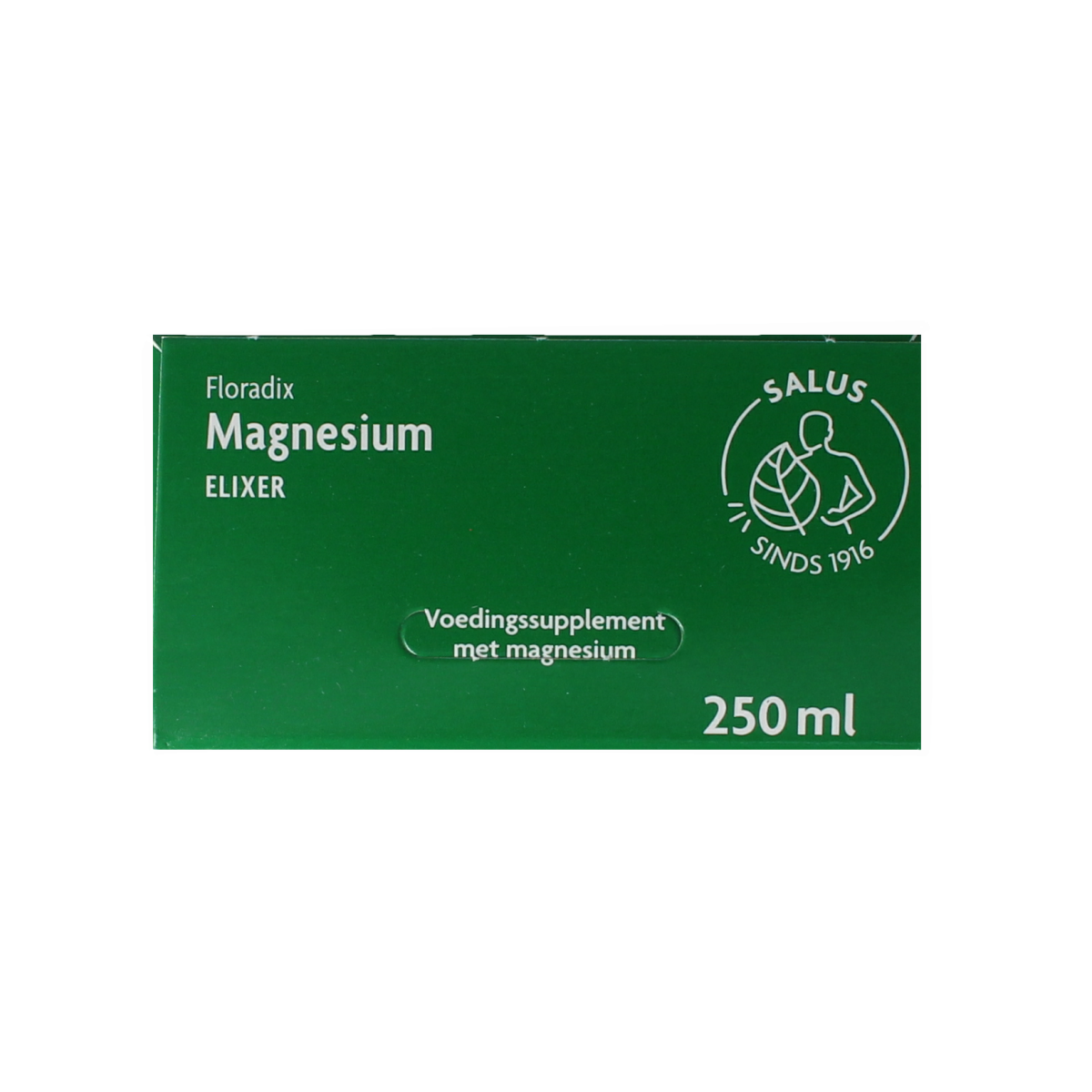 Salus Floradix Magnesium mineral supplement bottle, 250ml, with label showing product details and branding.
