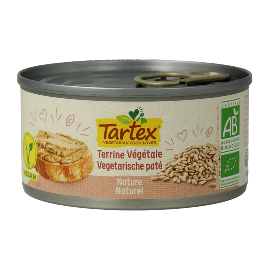 Tartex biologische Pate naturel broodbeleg spread in 125g jar, creamy vegan vegan condiment for bread or crackers
