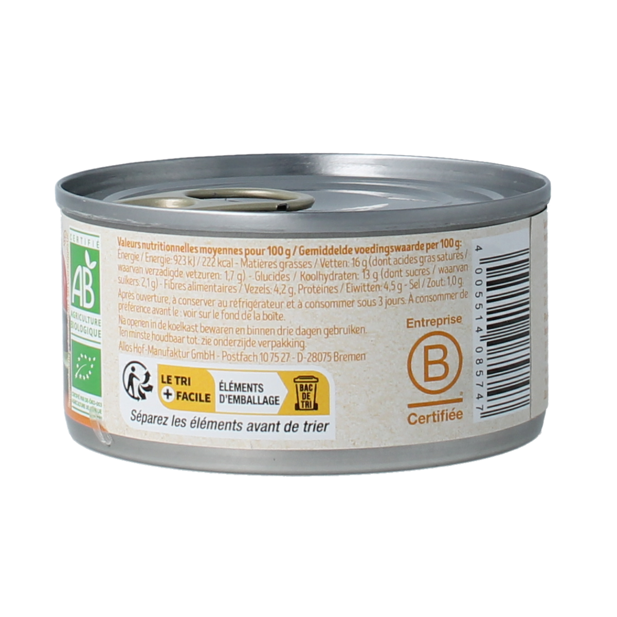 Tartex organic vegetable pâté spread on bread, 125g, natural and flavorful broodbeleg by Tartex.