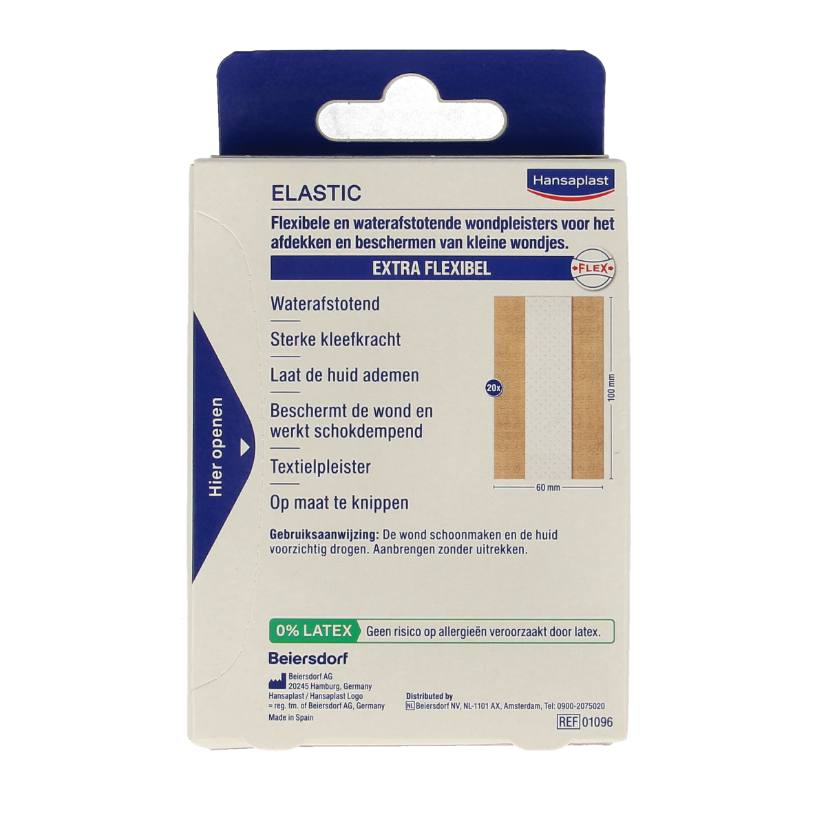 Hansaplast Elastic waterproof adhesive tape, 2m x 6cm, flexible bandage for medical and wound care applications.