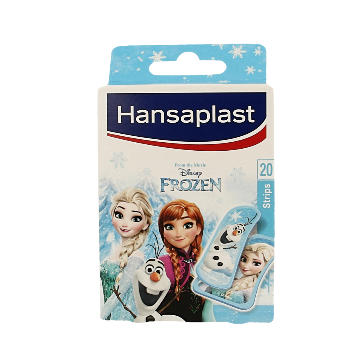 Hansaplast frozen pleister strips, pack of 20, adhesive bandages designed for minor cuts and injuries.