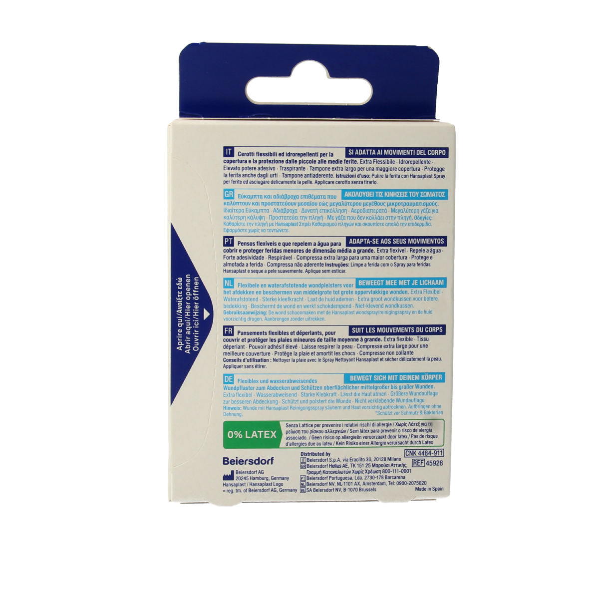 Hansaplast Flexible XL adhesive bandages in 5x7.2cm size, pack of 10, suitable for wound protection and healing.