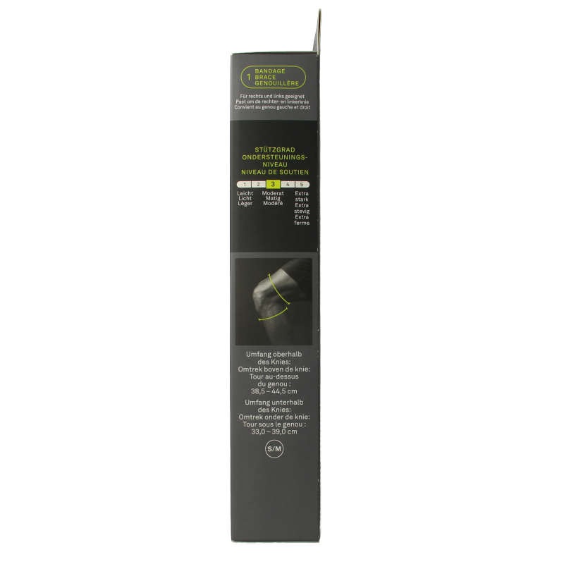 Hansaplast Kniebrace performance brace supporting the knee for stability and comfort, shown in the product image.