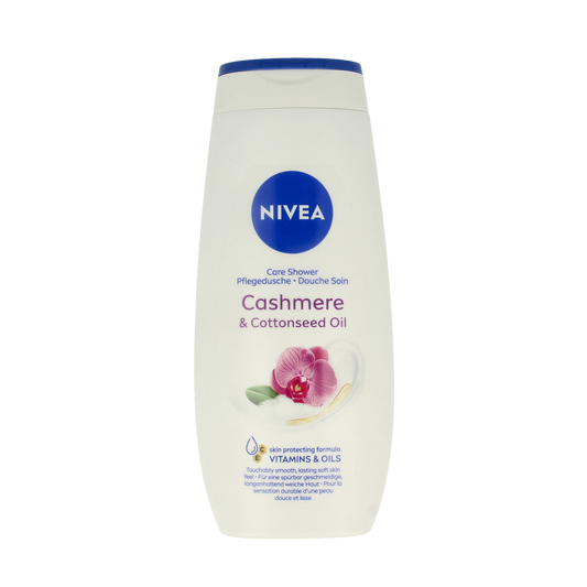 Nivea Cashmere & Orchid Moments shower gel in 250ml bottle, gentle bad en douche with floral and soft scent.