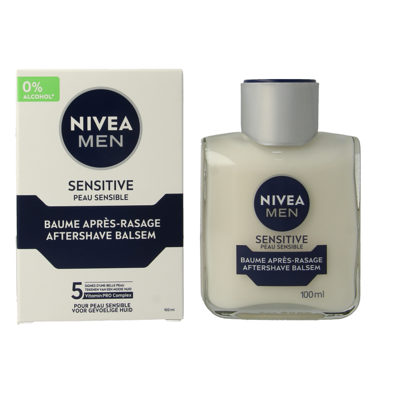 Nivea Men aftershave balsem in a 100ml bottle, designed for soothing and healing skin after shaving.