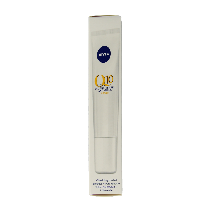Nivea Q10 Power anti-wrinkle eye contour cream in 15ml jar showing the product container and packaging.
