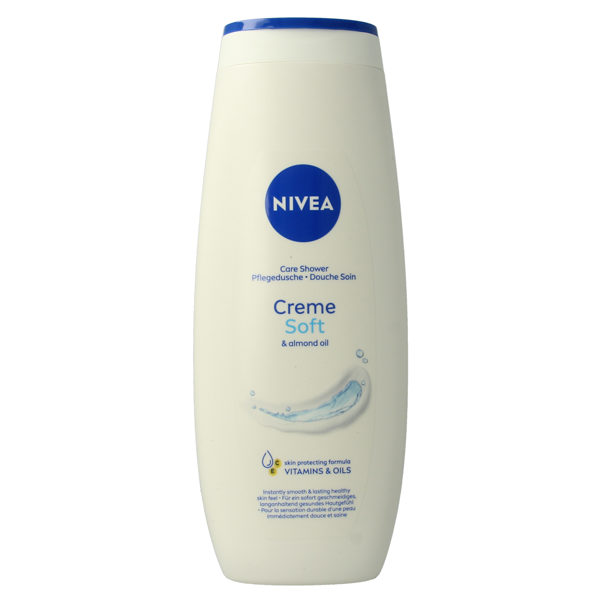 Nivea Douchecreme soft bottle for shower and bath, 500ml, with a soft, gentle formula for smooth skin.