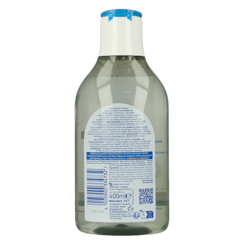 Nivea Essentials Micellair Water 5-in-1 for normal skin, 400ml facial cleansing water with gentle, effective makeup removal.