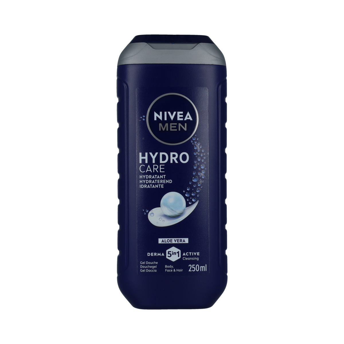 Nivea Men Hydro Care douchegel in 250ml bottle, designed for refreshing and moisturizing men's shower experience.