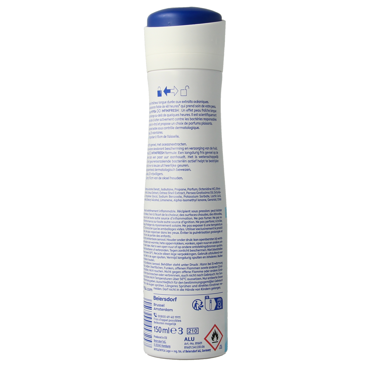 Nivea Fresh Natural Spray Deodorant for women in a 150ml bottle, featuring a sleek design and floral scent.