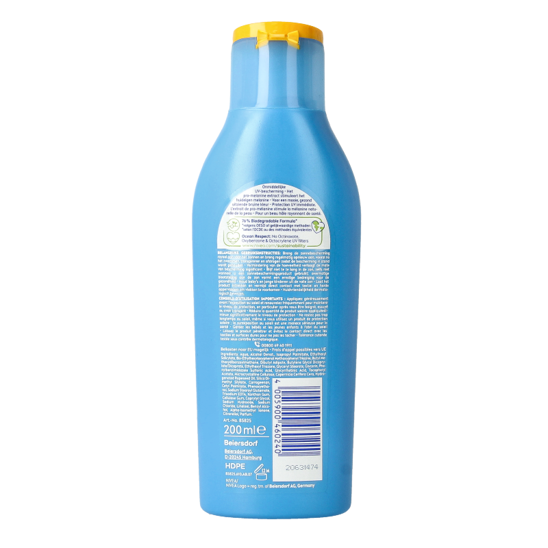 Nivea Sun Protect Bronze SPF 30 sunscreen lotion in a 200ml bottle, designed for outdoor sun protection and tanning.
