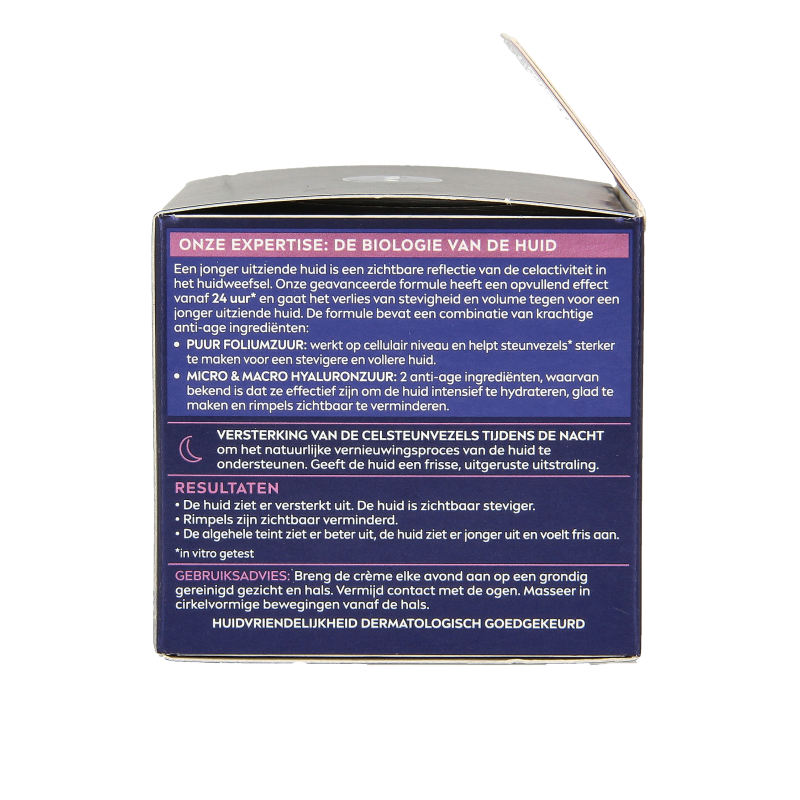 Nivea Cellular Expert Filler anti-age night cream in 50ml jar, face skincare product with smooth texture and elegant packaging.