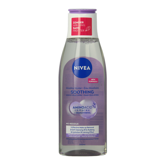 Nivea Sensitive micellar water 200ml bottle, facial skincare product for gentle cleansing and soothing sensitive skin.