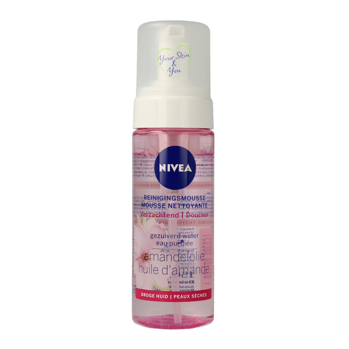 Nivea Visage reinigingsmousse droge huid in 150ml bottle, gentle facial cleansing mousse for dry skin.