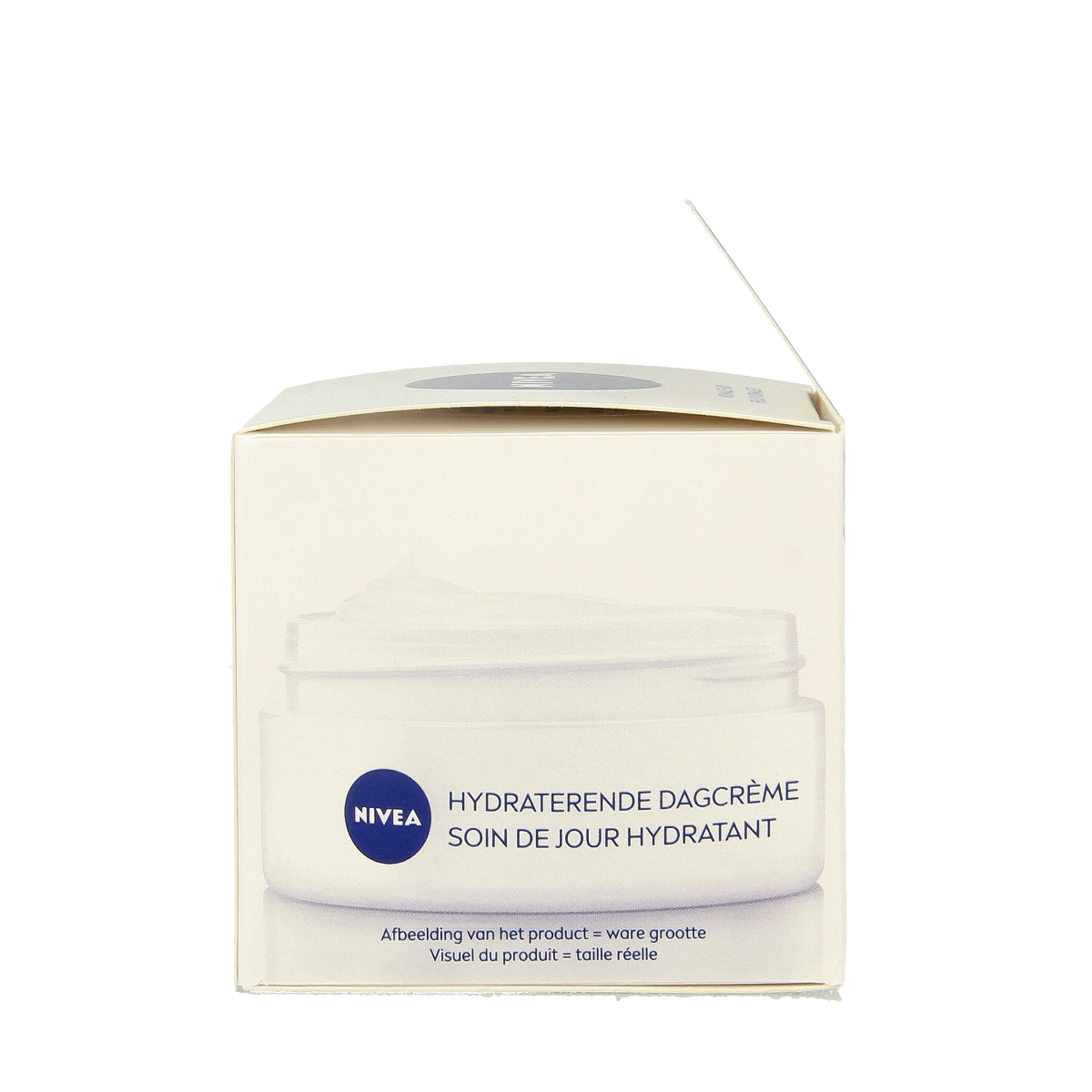 Nivea Essentials hydrating day cream for normal skin with SPF30, 50ml, in a white jar with a blue lid.