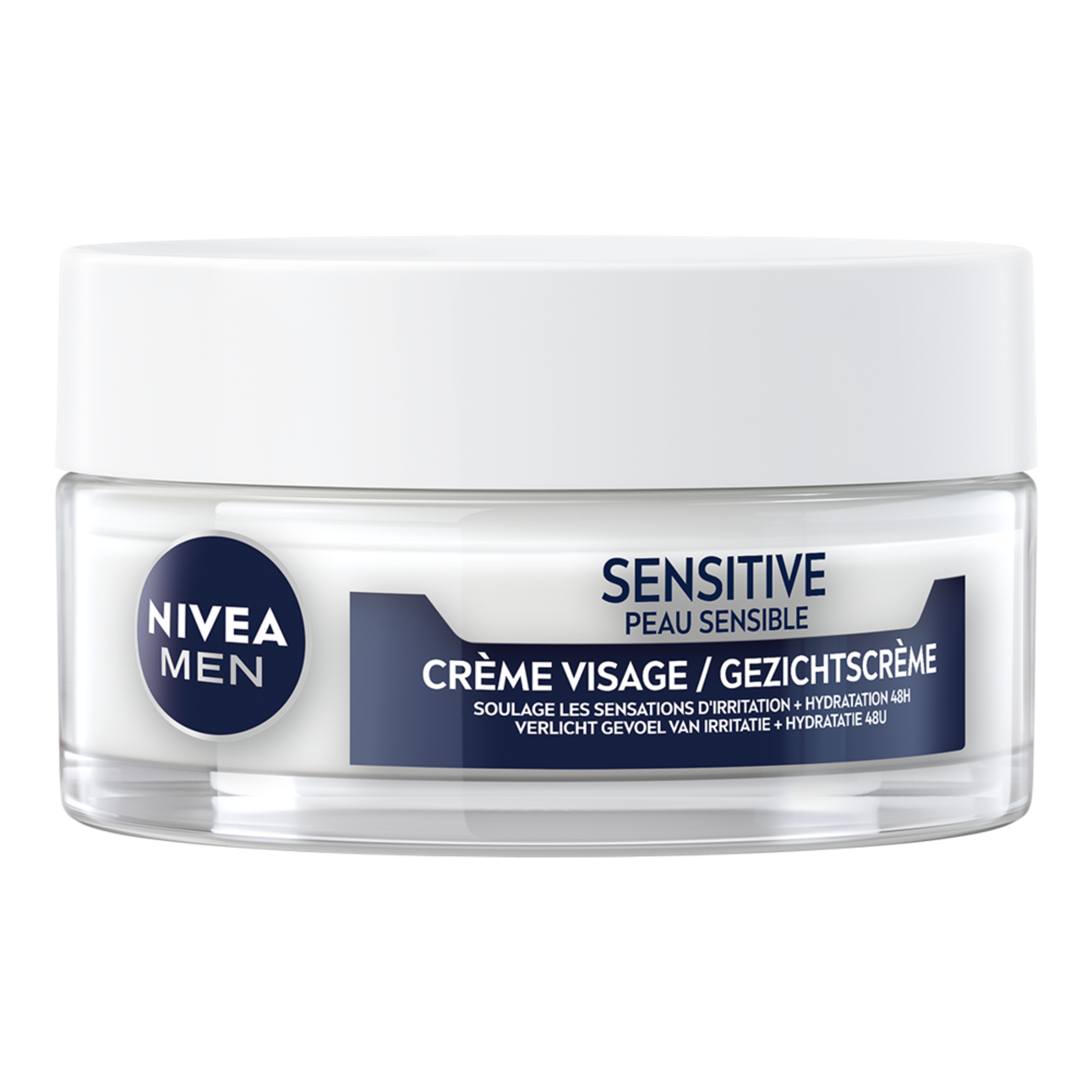 Nivea Men gezichtsverzorging sensitive gezichtscrème 50ml, hydraterende en kalmerende crème voor de gevoelige huid.