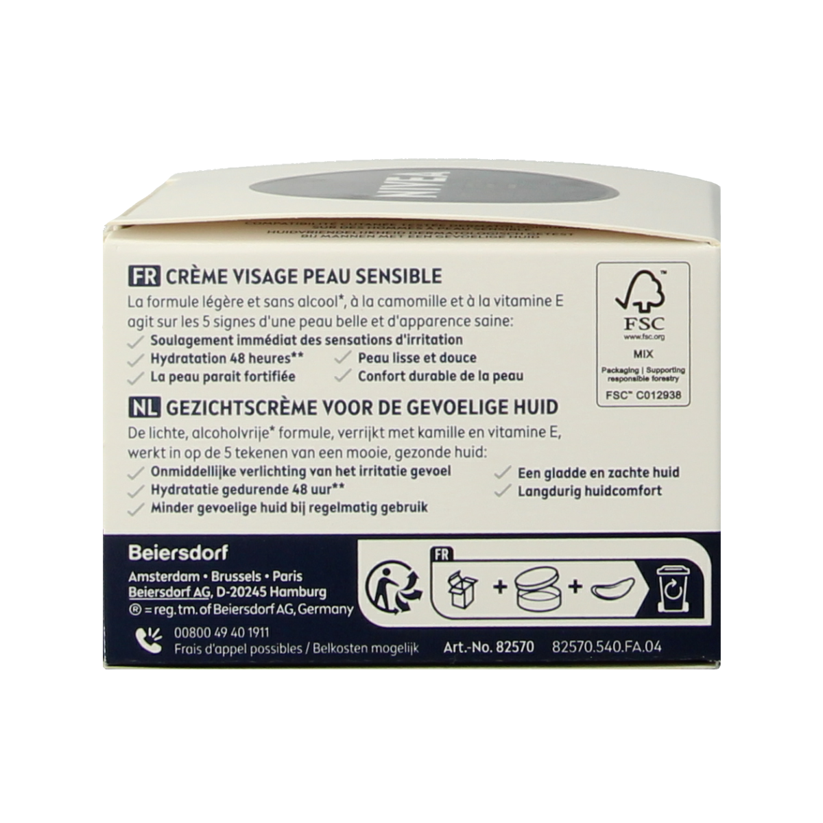 Nivea Men gezichtsverzorging sensitive crème in 50ml tube, suitable for sensitive skin, with a simple, clean design.