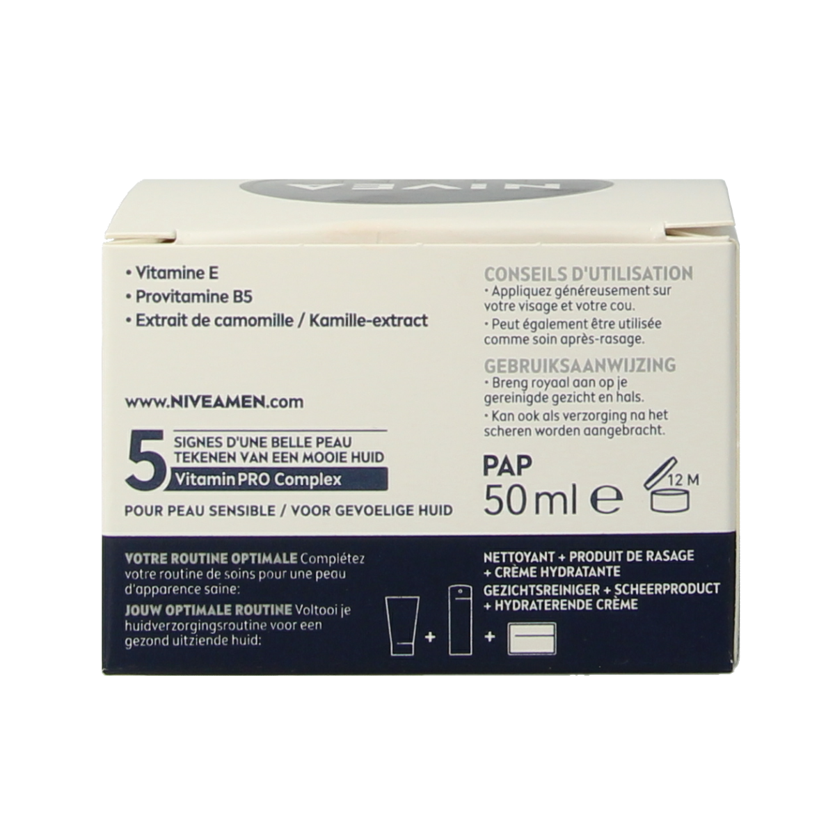 Nivea Men Sensitive Face Cream 50ml jar with blue label, designed for gentle facial skincare for men.