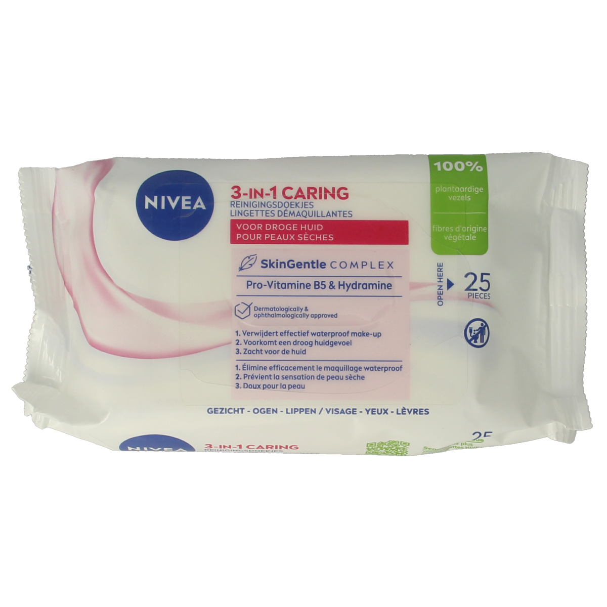Nivea verzachtende doekjes voor droge en gevoelige huid, 25 stuks, gezichtsverzorging in open verpakking