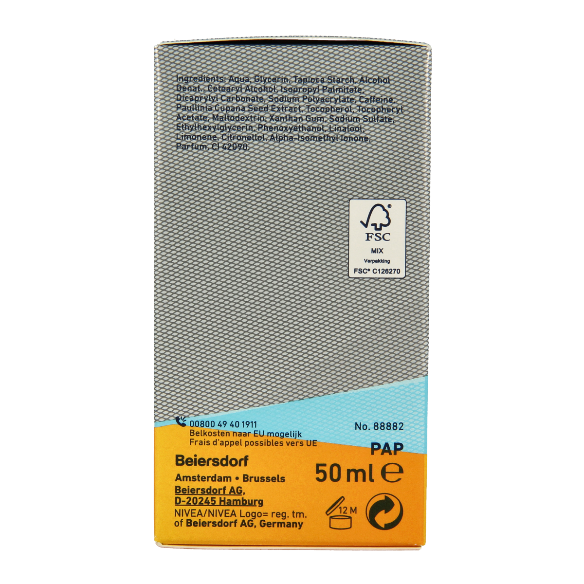 Nivea Men Active Energy gezichtsgel in 50ml tube, designed for a fresh look and revitalizing facial skincare.