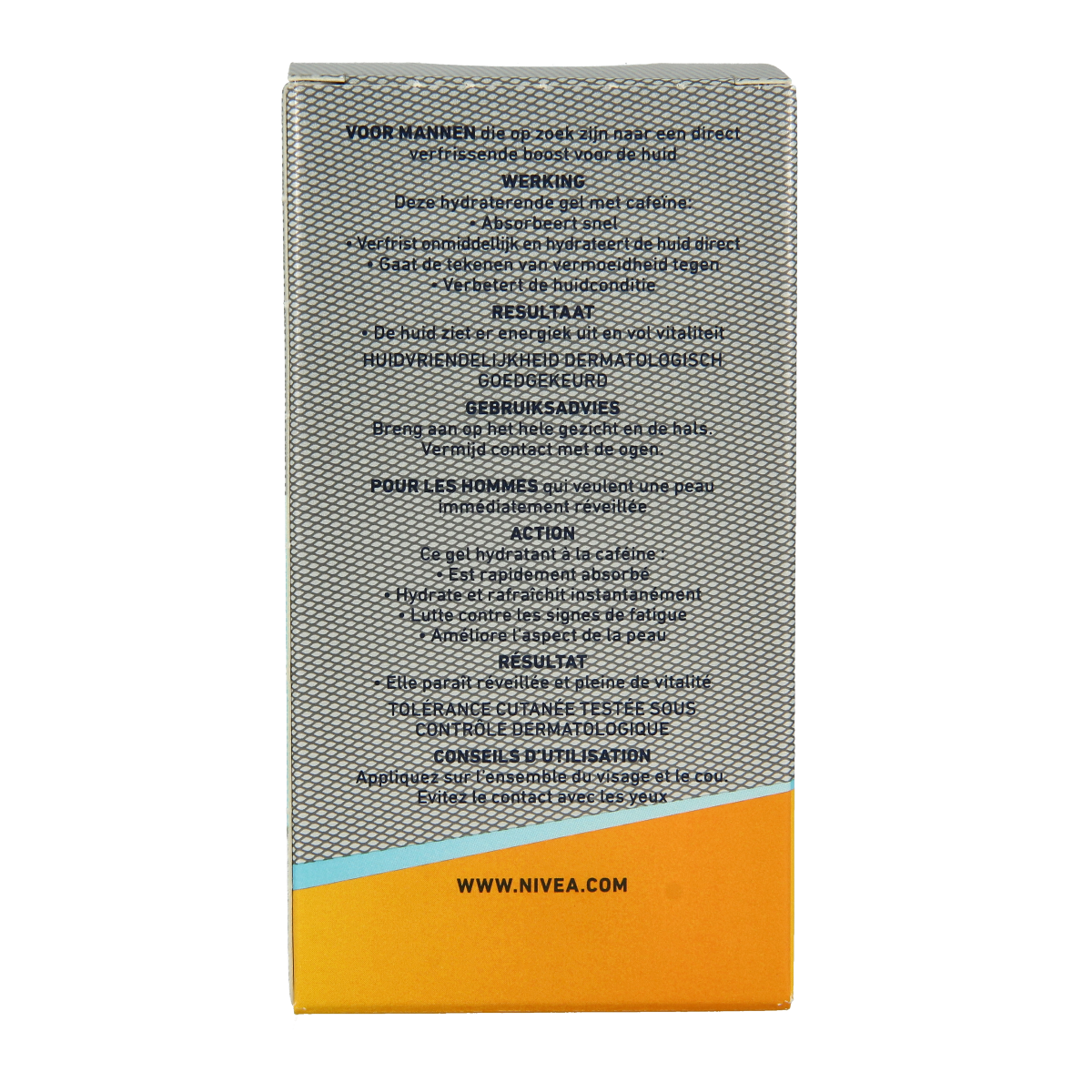 Nivea Men Active Energy gezichtsgel in 50ml tube, refreshing facial care product for a fresh look.