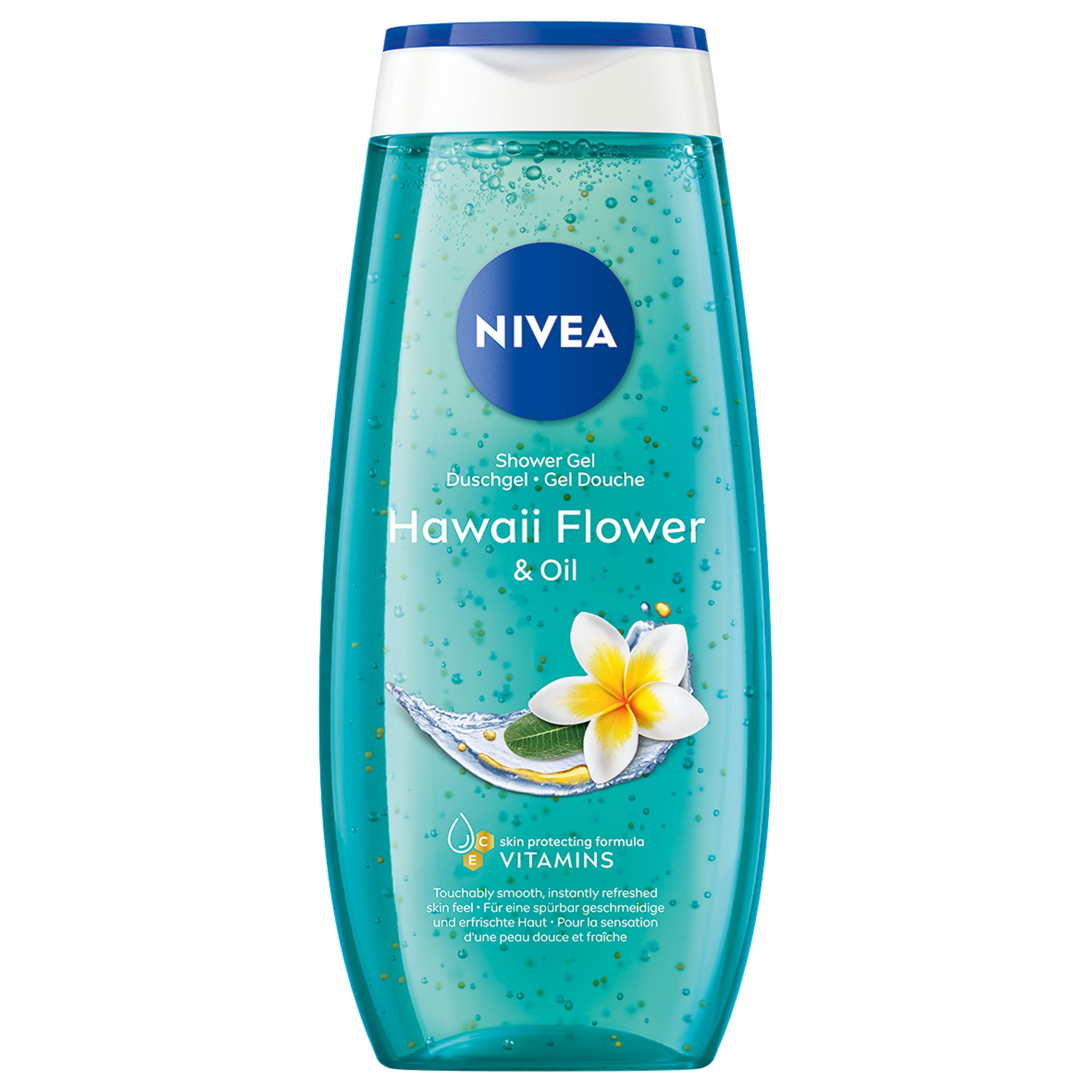 Nivea Hawaii Flower & Oil Douche in 250ml bottle, with tropical flower and oil scent, for a refreshing shower experience