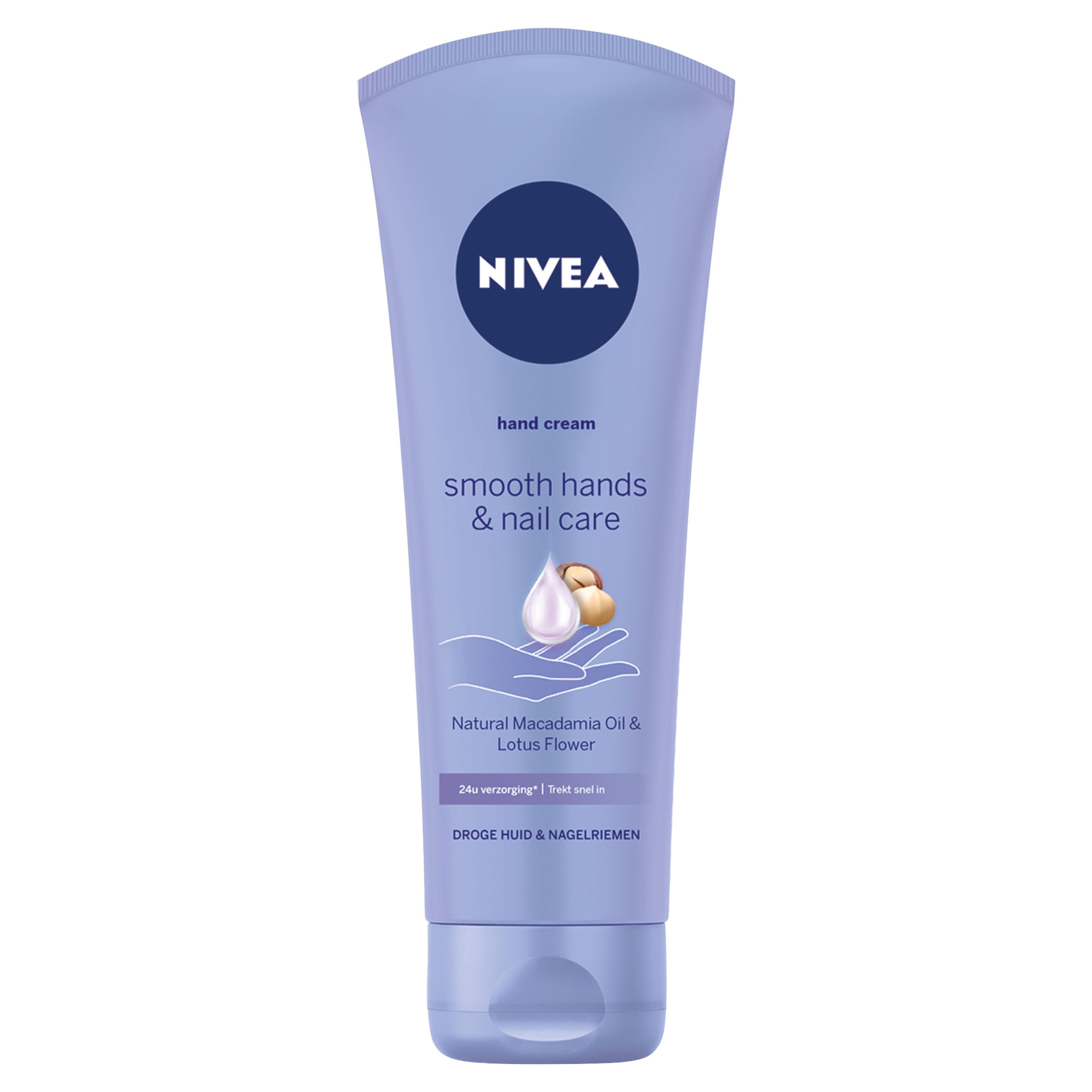 Nivea zijdezachte handcreme in 100ml tube, moisturizing hand care product with smooth, softening formula.