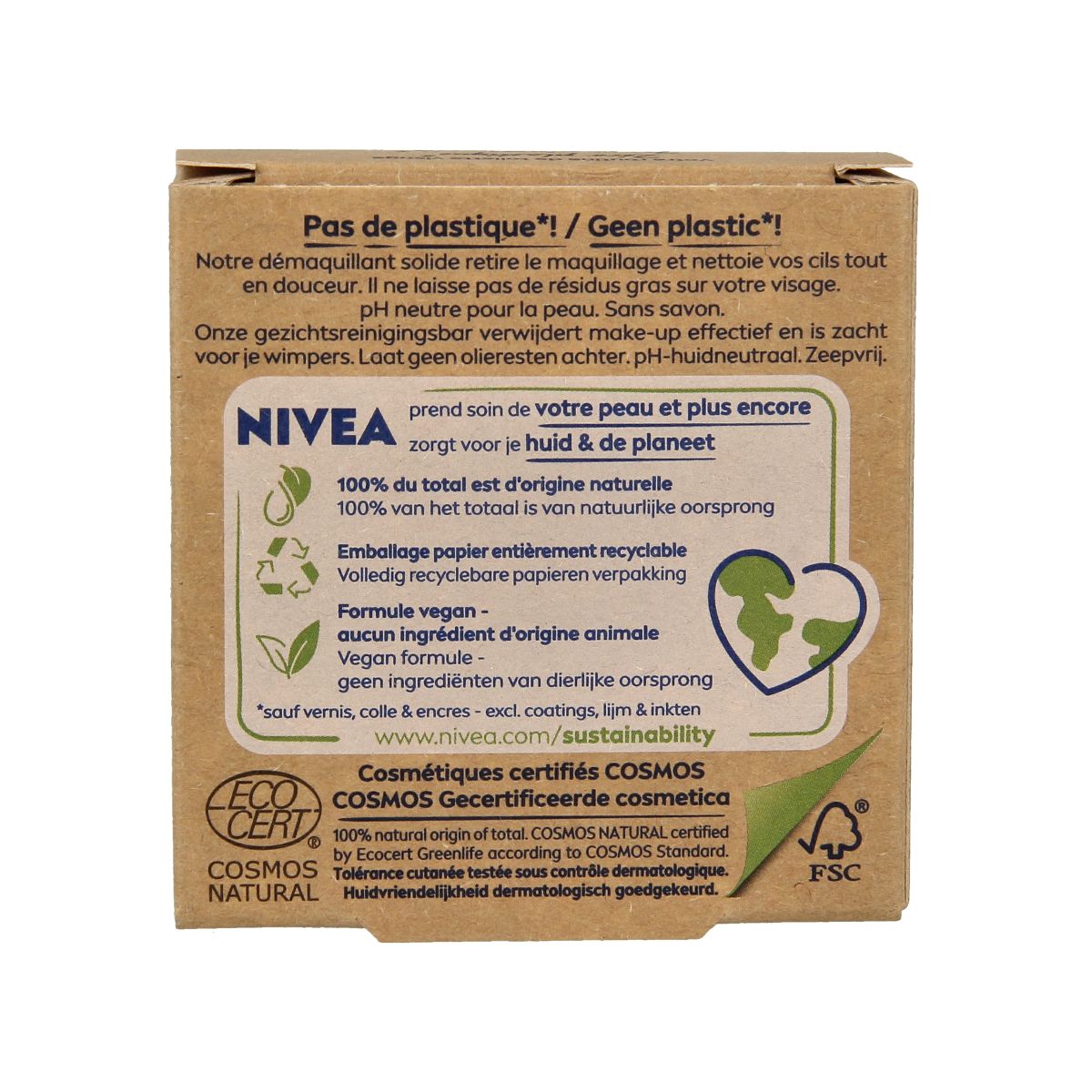 Nivea Naturally Clean makeup remover in 75g container, gentle facial cleansing product for healthy skin.