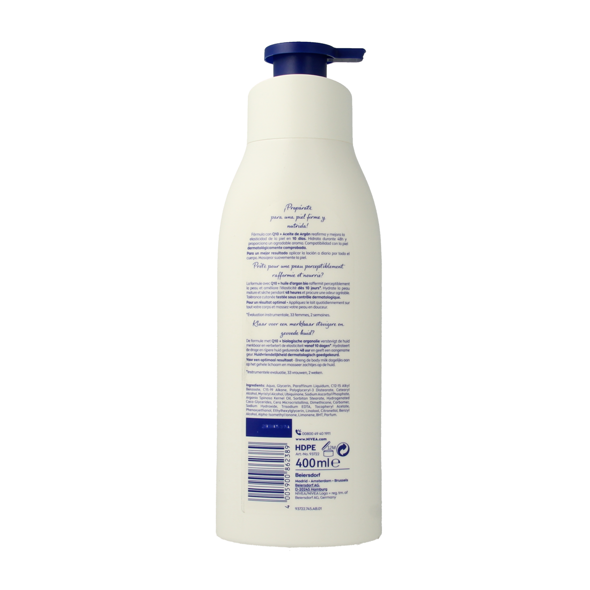 Nivea Body Milk Q10 Plus with Argan Oil, 400ml, moisturizing body lotion for smooth, nourished skin.