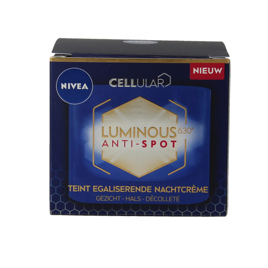 Nivea Cellular anti-spot night face cream in 50ml jar, showing the product container and label for skincare.
