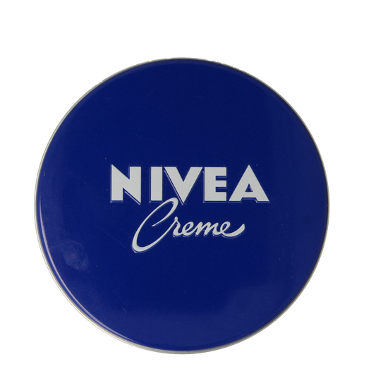 Nivea Creme jar with 150ml label, showing the Nivea brand and creamy skin moisturizer for body care.