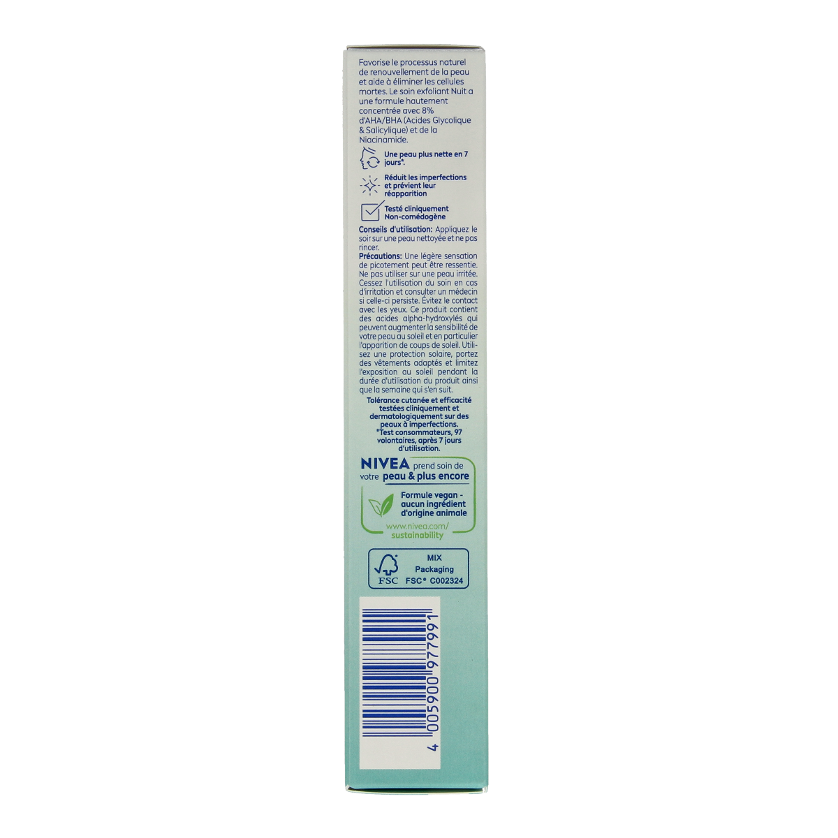 Nivea Derma Skin Clear Night facial skincare cream in a 40ml jar, designed for nighttime skin renewal and hydration.
