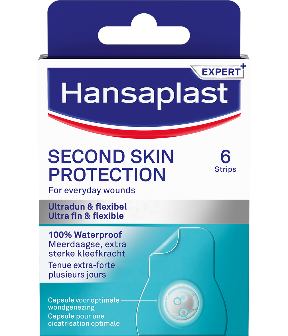 Hansaplast Second Skin Protection regular plasters, 6-pack, adhesive bandages for wound care and skin protection.