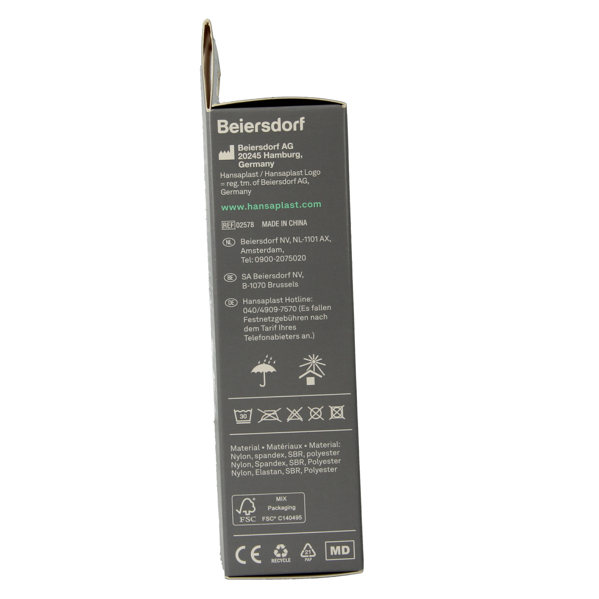 Hansaplast Sport adjustable bandage for support and compression, shown in a close-up image.