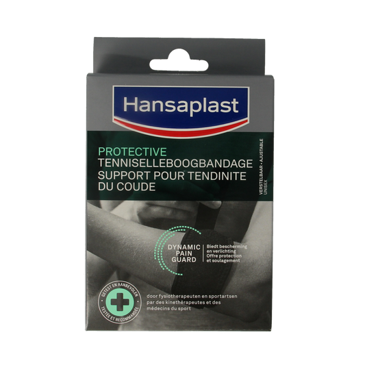 Hansaplast Sport tennis elbow bandage, 1 piece, designed to provide support and compression for tennis elbow injuries.