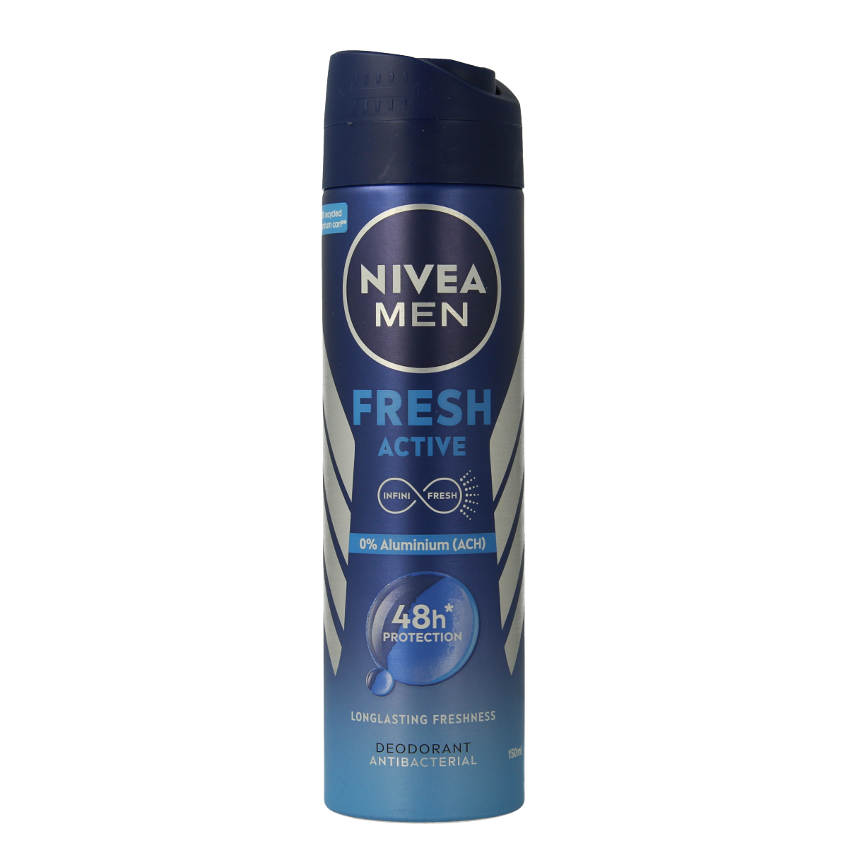 Nivea Men Fresh Active deodorant spray in 150ml bottle, featuring a sleek design and clear labeling.