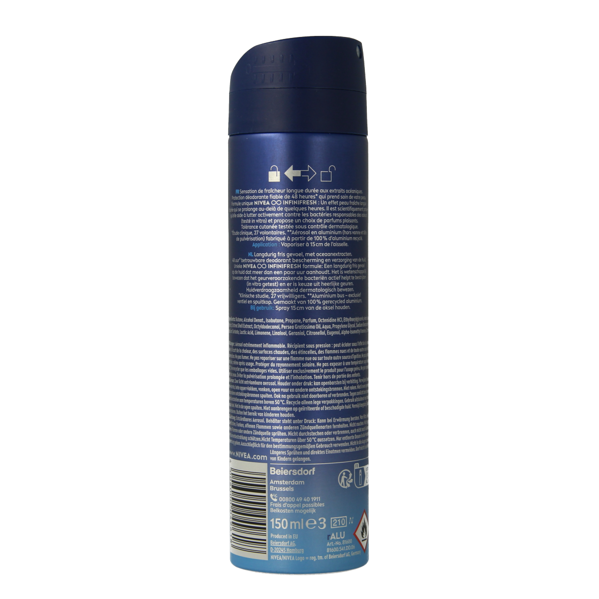 Nivea Men Fresh Active deodorant spray in 150ml bottle, featuring a clean, fresh scent and easy-to-use spray design.